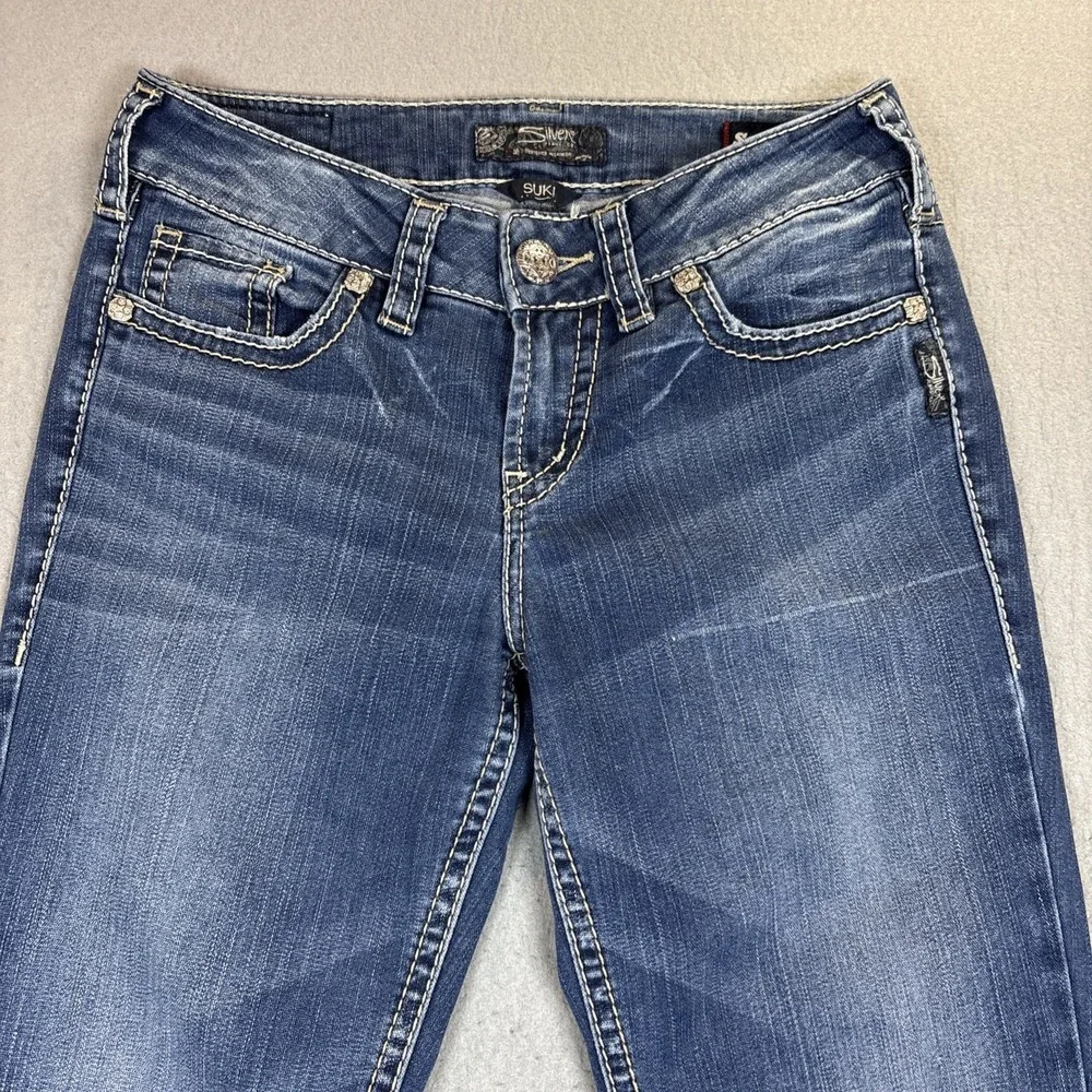 Silver Jeans Co Suki Slim Boot Jeans Women Sz 28 Med Wash Mid Rise Stretch Denim